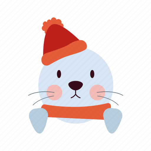 Cute, seal, hat, flat, icon, frame, winter icon - Download on Iconfinder