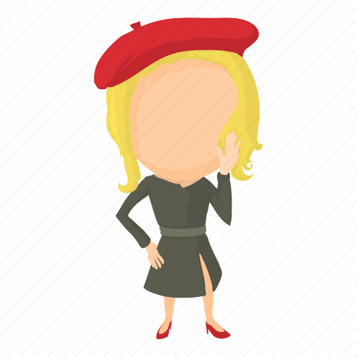 Beret, cartoon, character, french, frenchgirl, logo, object icon - Download on Iconfinder