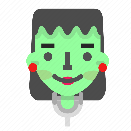 Emoji, female, frankenstein, halloween, happy, horror, monster icon - Download on Iconfinder