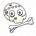 .svg, bone, skull, halloween, flowers