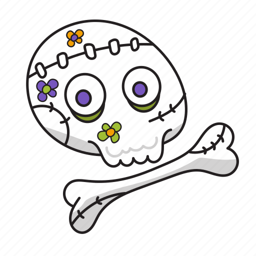 .svg, bone, skull, halloween, flowers icon - Download on Iconfinder