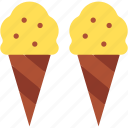 ice, cream, cone, food, friends