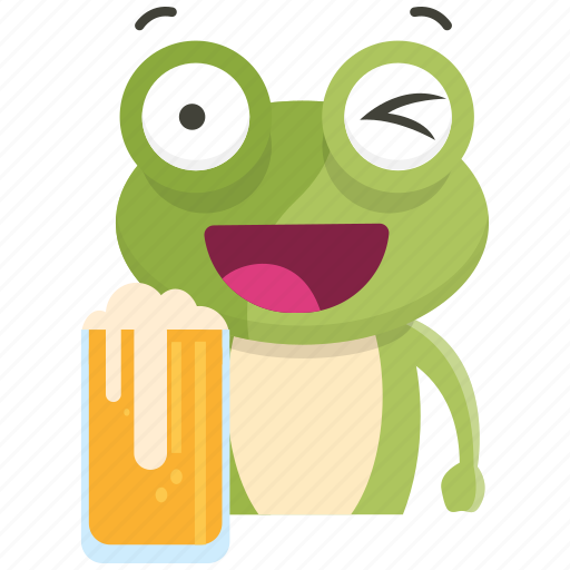 Beer, drink, emoji, emoticon, frog, smiley, sticker icon - Download on Iconfinder