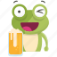 beer, drink, emoji, emoticon, frog, smiley, sticker 