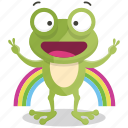 emoji, emoticon, frog, rainbow, smiley, sticker