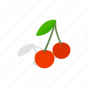 berry, cherry, food, fruit, isometric, red, sweet