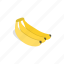 banana, food, fresh, fruit, healthy, isometric, yellow 