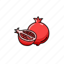 pomegranate, organic, sweet, fruits, fruit, food, healthy, fresh, icon fruits