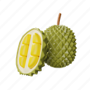 durian, nutritious, ripe, sweet, delicious, fruit, freshness, nutrition, fresh, 3d, food