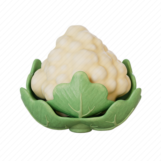 Cauliflower, vegetable, food, healthy 3D illustration - Download on Iconfinder