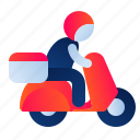 motorcycle, bike, package, parcel, courier, scooter, logistics, shipping, delivery