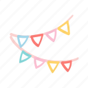 bunting, flag, paper, string, party