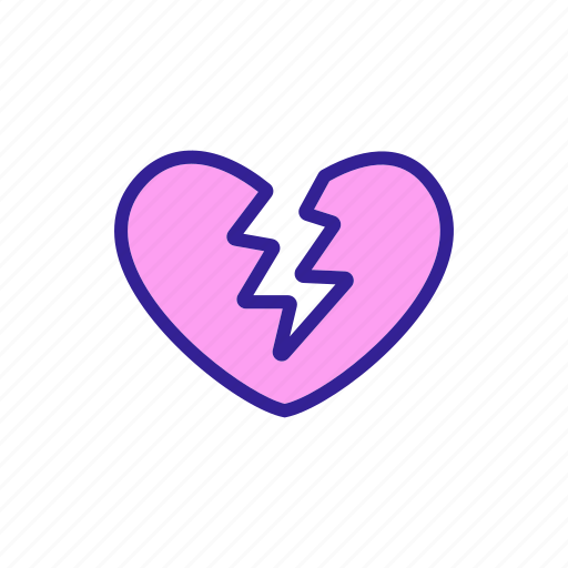 Broken, contour, funeral, heart, love, valentine icon - Download on Iconfinder