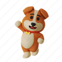 jumping dog, jumping, hi, hello, dog, pet, puppy, animal, 3d mascot