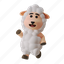walking sheep, winking, winked, blink, sheep, goat, cute, animal, 3d mascot 
