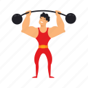 strongman, dumbbell, flat, icon, funny, circus, character, entertainment, festival
