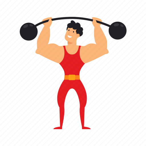 Strongman, dumbbell, flat, icon, funny, circus, character icon - Download on Iconfinder