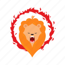lion, fire, flat, icon, funny, circus, character, entertainment, festival