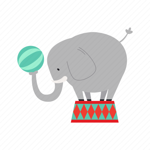 Elephant, platform, flat, icon, funny, circus, character icon - Download on Iconfinder