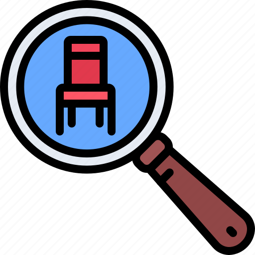 Chair, search, magnifier, furniture, interior, shop icon - Download on Iconfinder