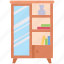 bookcase, cupboard, decor, furnishing, furniture, interior, mirror 