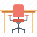 chair, office chair, seat, table, work table 