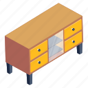 modern sideboard, drawers, bureau, wooden cabinet, interior 