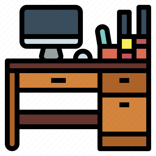 Desk, moniter, table, furniture, office icon - Download on Iconfinder