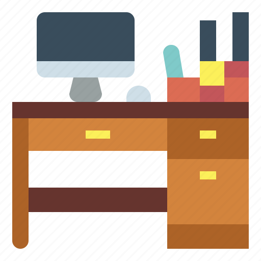 Desk, moniter, table, furniture, office icon - Download on Iconfinder