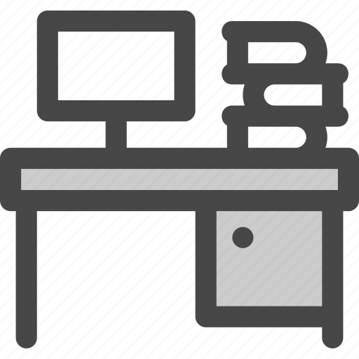 Books, computer, desk, screen, study, table, work icon - Download on Iconfinder