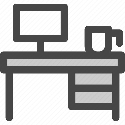 Coffee, computer, cup, desk, screen, study, table icon - Download on Iconfinder