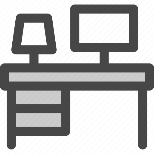 Computer, desk, lamp, screen, study, table icon - Download on Iconfinder