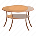 cartoon, decor, furniture, interior, round, table, wooden 