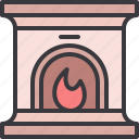 fireplace, chimney, warm, flame, furniture