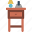 furniture, house, side table, table, telephone 