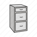 drawer, filling cabinet, furniture, interior, storage, shelf