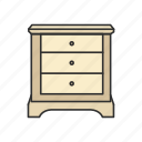 drawer, furniture, interior, night table, shelves, storage, table