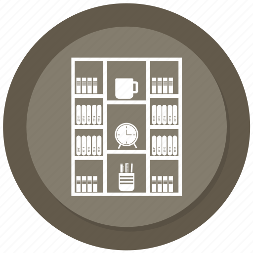 Almirah, book, book almirah, clock, cup, data almirah, server almirah icon - Download on Iconfinder
