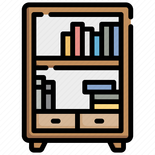 Bookcase, bookshelf, book, household, storage icon - Download on Iconfinder