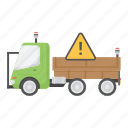 truck, caution, hauler, shipping, wood, vehicle, autonomous