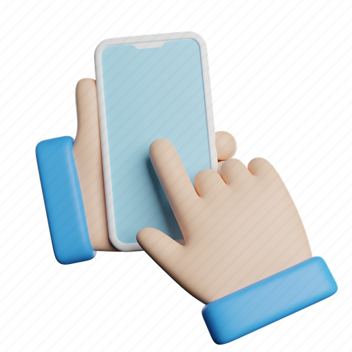 Hold, phone, tap, communication, mobile, finger, interaction 3D illustration - Download on Iconfinder