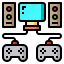 controller, game, gamepad, monitor, speaker 