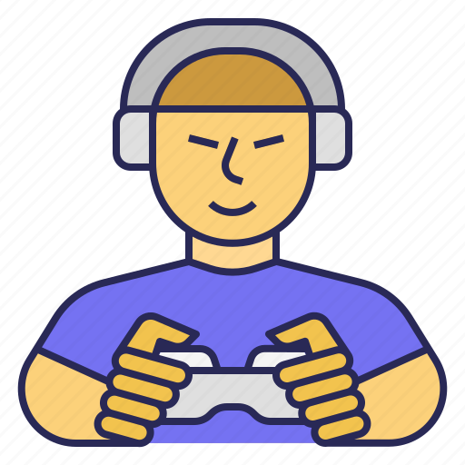Gamer, game, gaming, play, playing, game player, video game icon - Download on Iconfinder