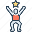 achievement, accomplishment, cognition, attainment, winning, champion, conqueror 
