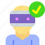 avatar, checkmark, glasses, user, virtual 