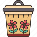 garbage, trash, can, decorative, painted