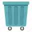 container, garbage, outdoor, trash, wheel, wheeled, wheelie 