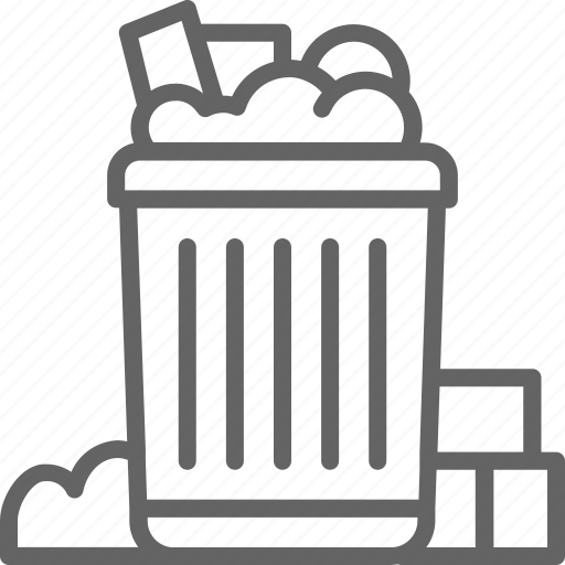 Bin, can, filled, full, garbage, line, waste icon - Download on Iconfinder
