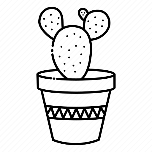 Cactus, flowerpot, line, pot icon - Download on Iconfinder