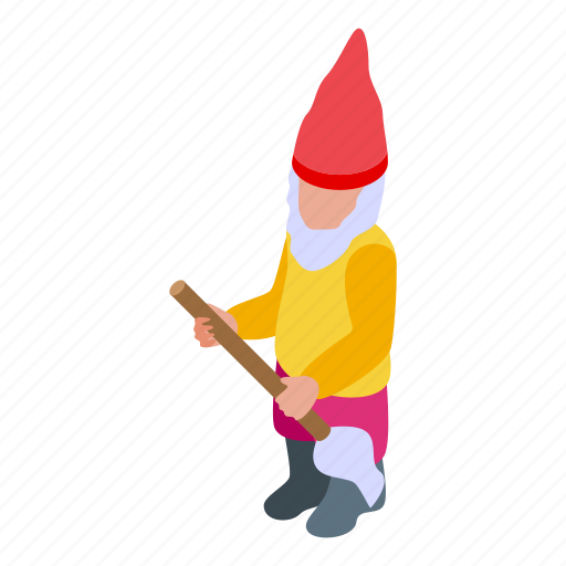 Gnome, broom, isometric icon - Download on Iconfinder